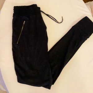 ZARA heather black draw string jogger pants with front zip pockets size S